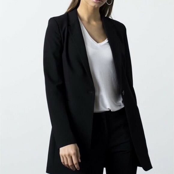 DSTLD WOMENS BLACK LONG SLEEVE ONE BUTTON OVERSIZED FORMAL BLAZER JACKET SIZE XS - Picture 2 of 9